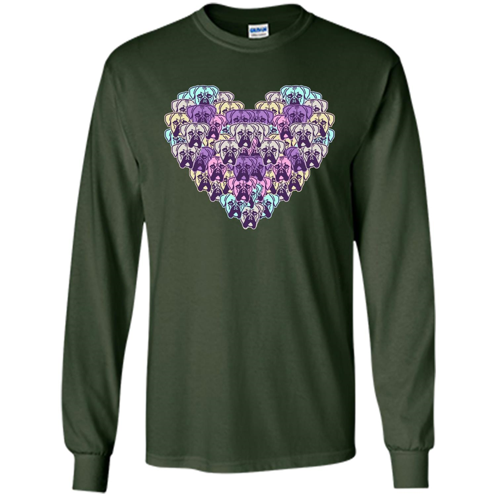 Boxer Dog Heart Mosaic Dog Lover T-shirt Forest Green