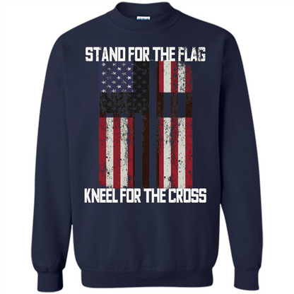 American T-shirt Stand For The Flag Kneel For The Cross Navy