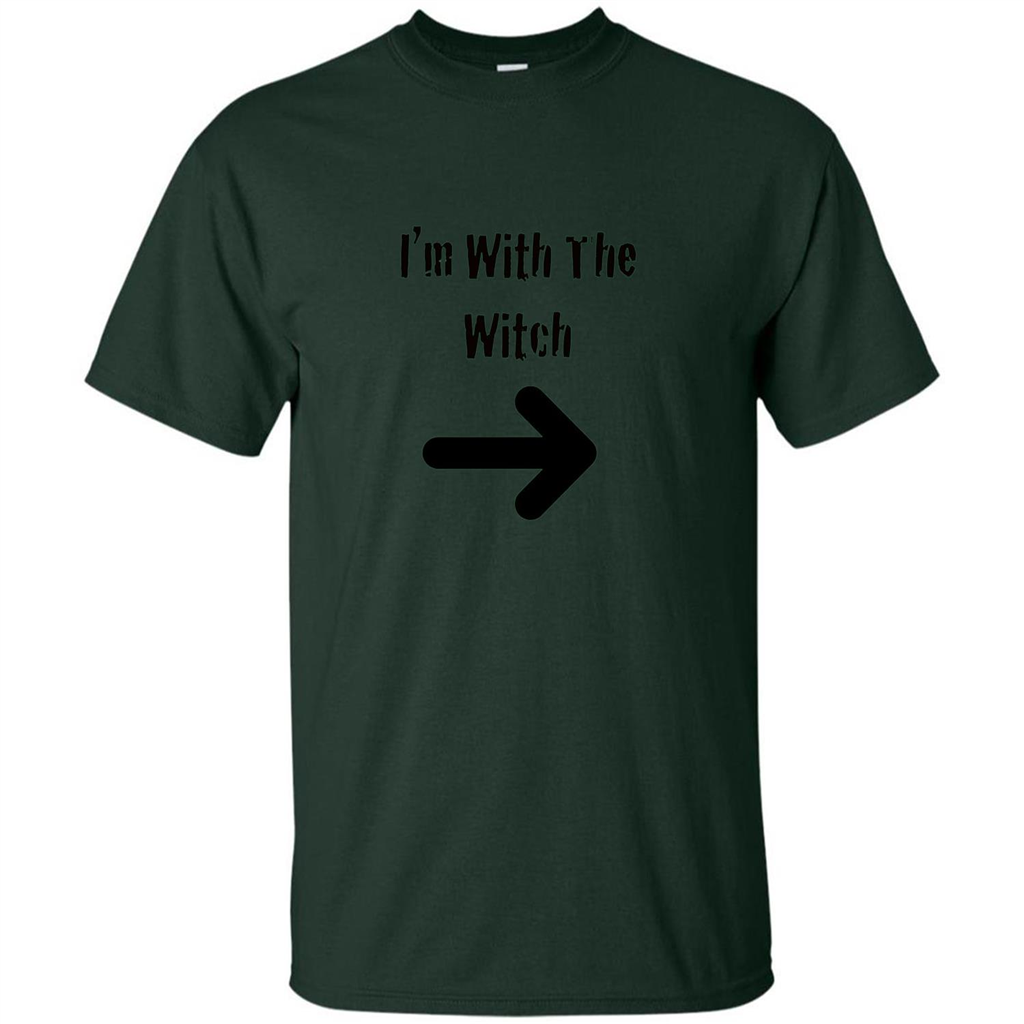 Halloween Couples Costume T-shirt I'm With The Witch Forest Green