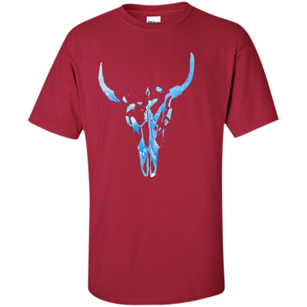 Watercolor Cow Skull T-Shirt Cardinal
