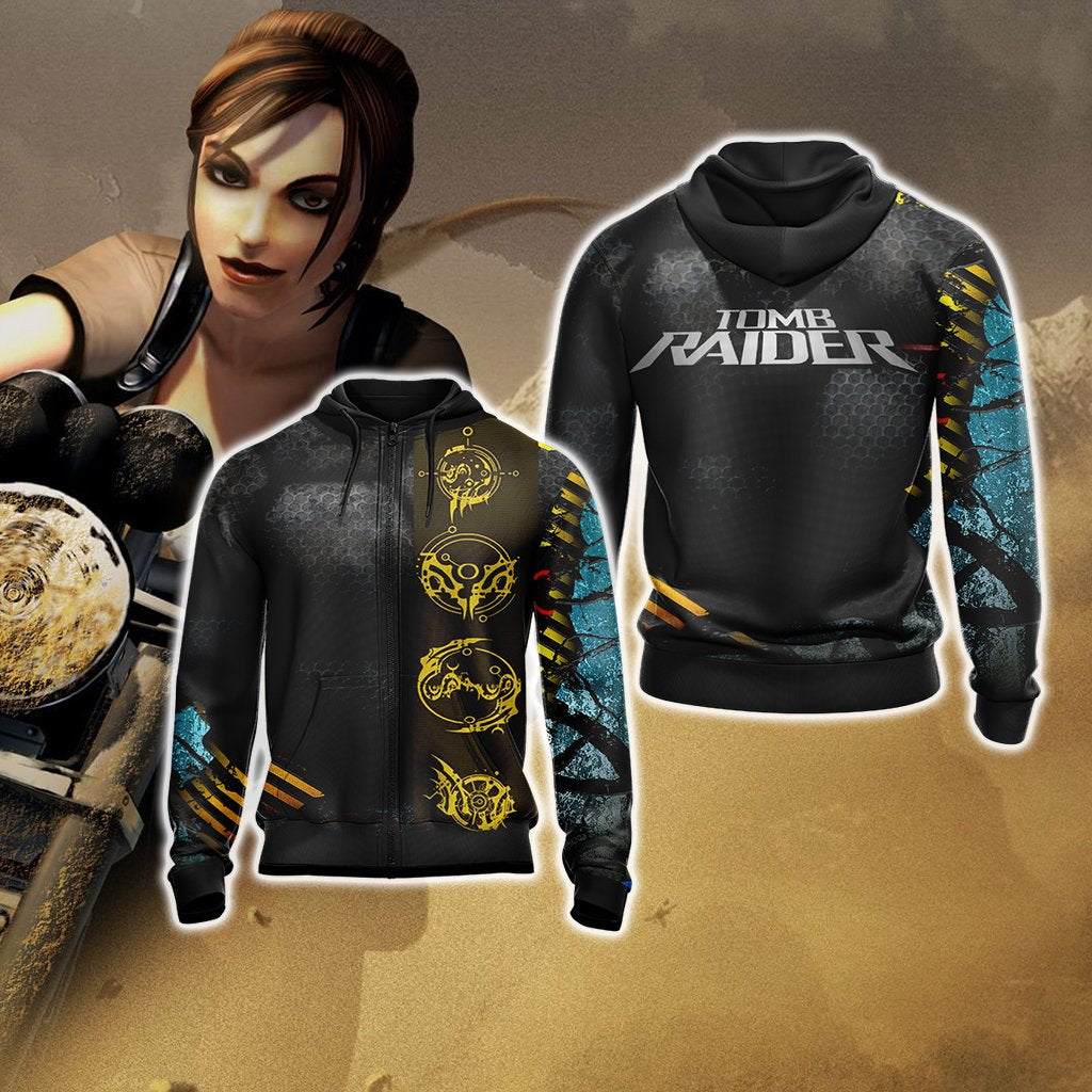 Tomb Raider Legend - Column symbols Zip Up Hoodie