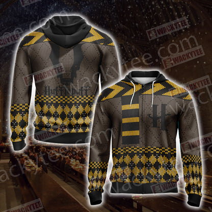 Harry Potter - Hufflepuff House Xmas Style Unisex Zip Up Hoodie 4XL