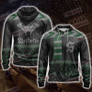 Harry Potter - Slytherin House Xmas Style Unisex Zip Up Hoodie
