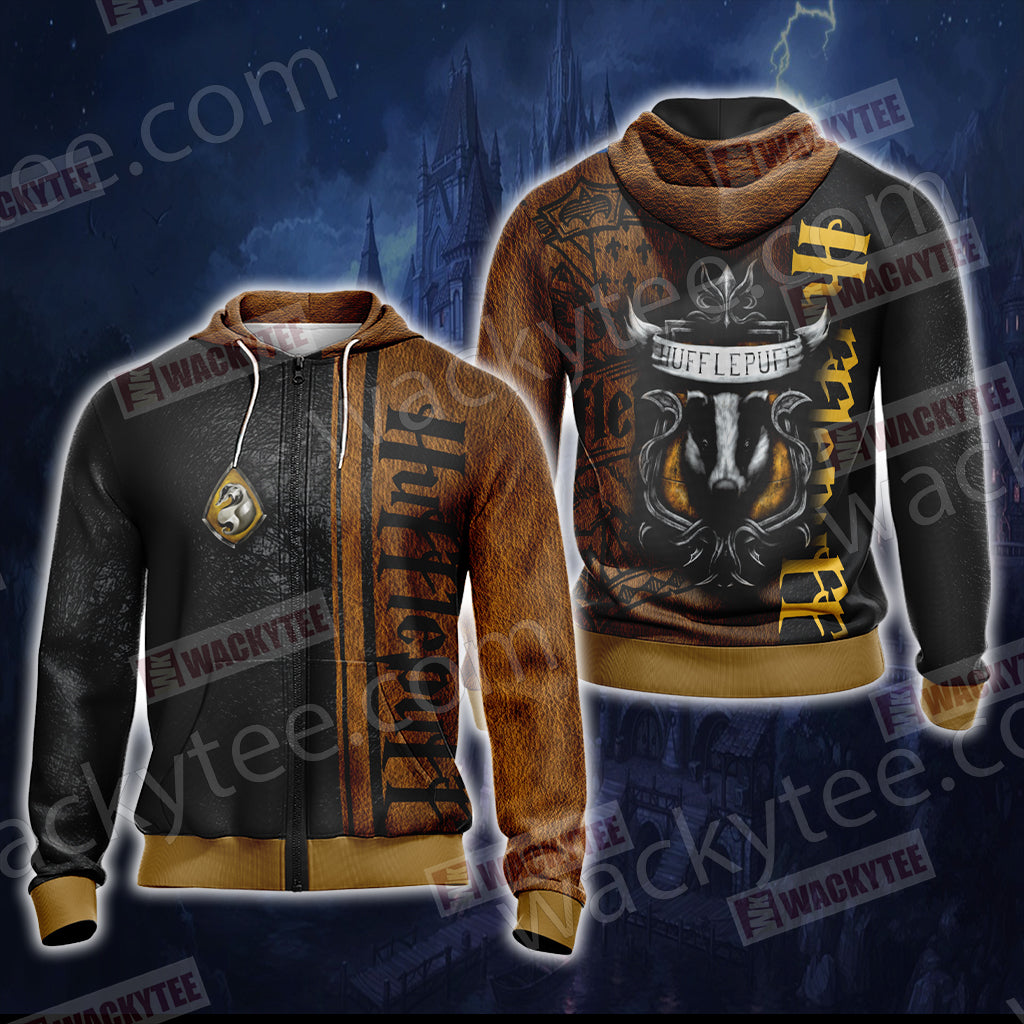 Harry Potter - Hufflepuff House Wacky Style New Unisex Zip Up Hoodie 4XL