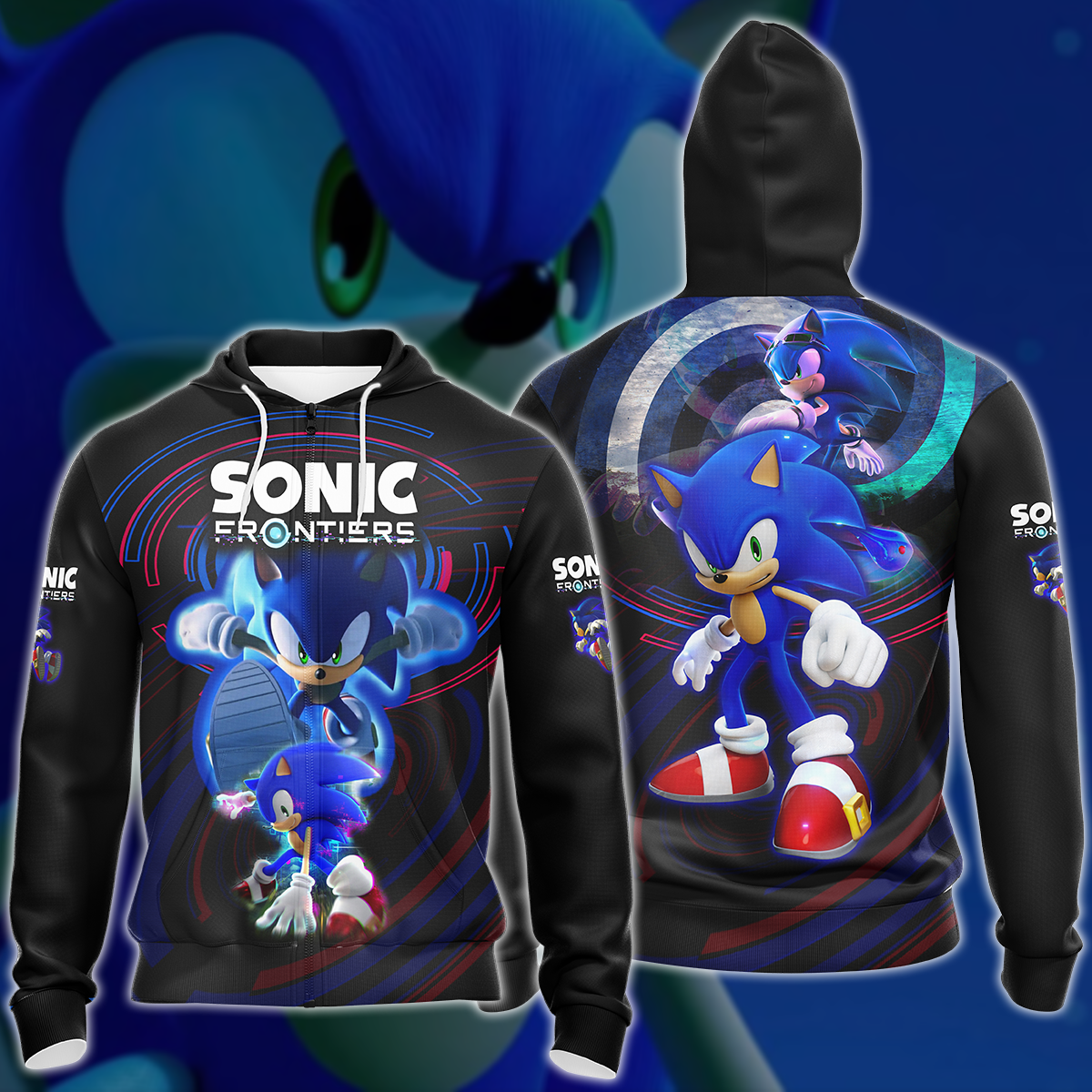 Sonic Frontier Video Game 3D All Over Printed T-shirt Tank Top Zip Hoodie Pullover Hoodie Hawaiian Shirt Beach Shorts Jogger Zip Hoodie