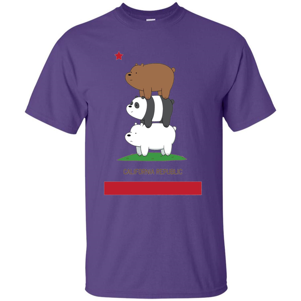 CN We Bare Bears California Flag Stack T-shirt Purple