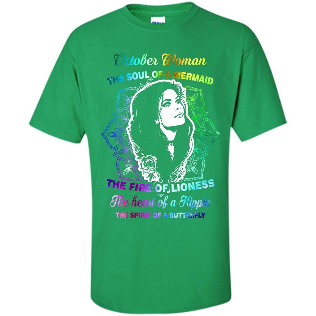 October Woman T-shirt The Heart Of A Hippie Irish Green
