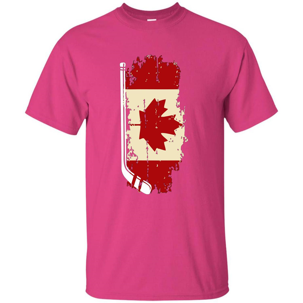 Canada Hockey Funny T-Shirt Canada Hockey Flag T-shirt Heliconia