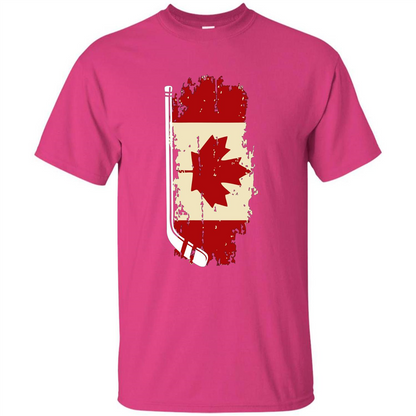 Canada Hockey Funny T-Shirt Canada Hockey Flag T-shirt Heliconia