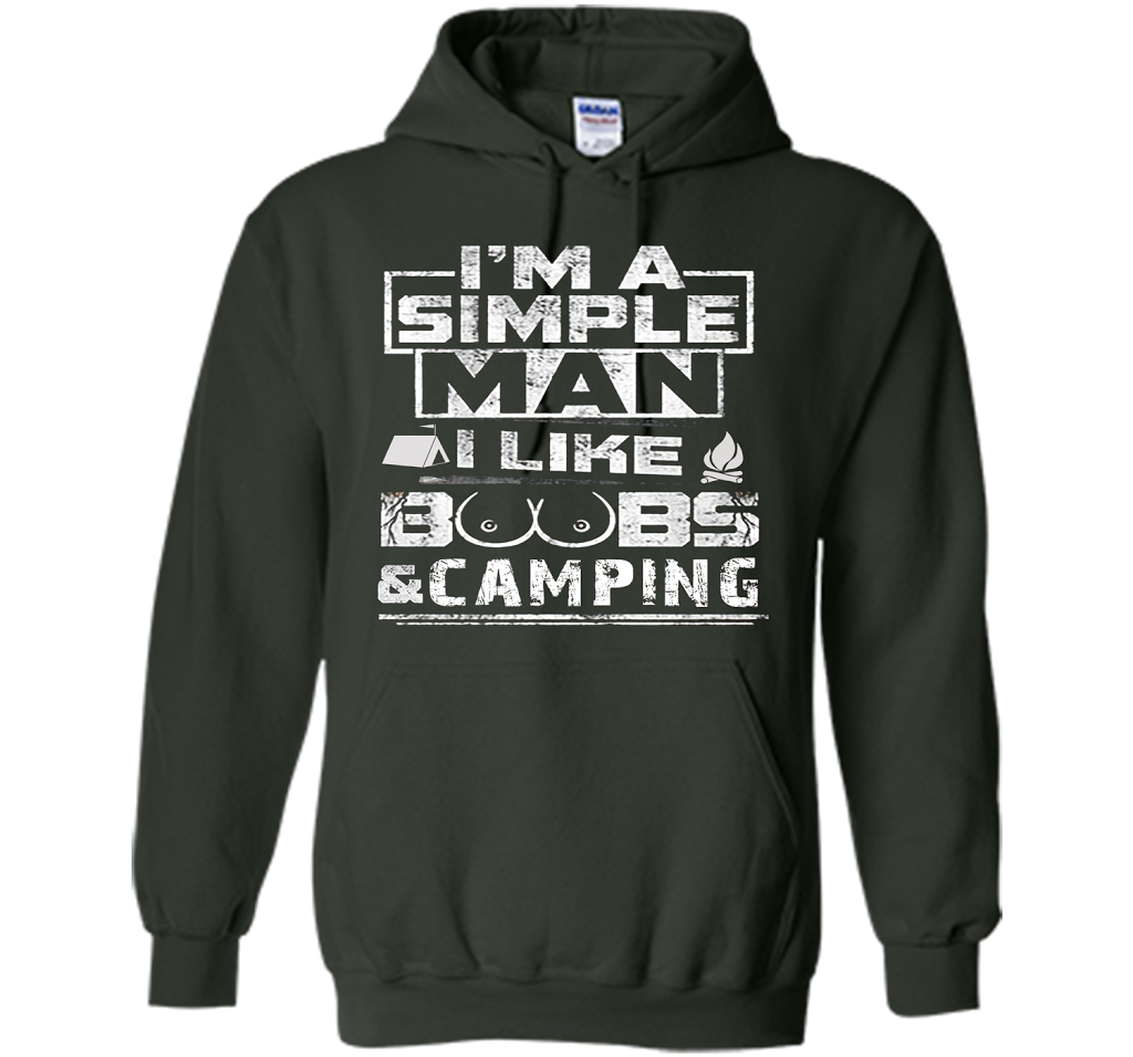 Mens I'M A SIMPLE MAN I LIKE BOOBS &amp; CAMPING cool shirt Forest Green