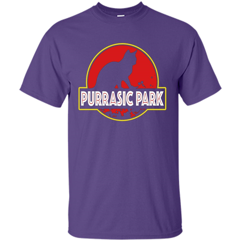 Funny Kitty Cat Graphic T-shirt Purrasic Park Cat T-Shirt Purple