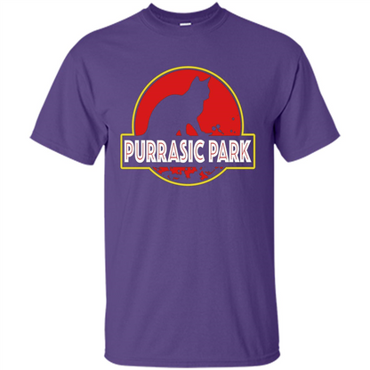 Funny Kitty Cat Graphic T-shirt Purrasic Park Cat T-Shirt Purple