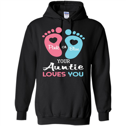 Baby T-shirt Pink Or Blue Your Auntie Loves You Black