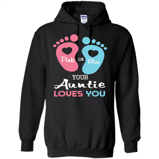 Baby T-shirt Pink Or Blue Your Auntie Loves You Black