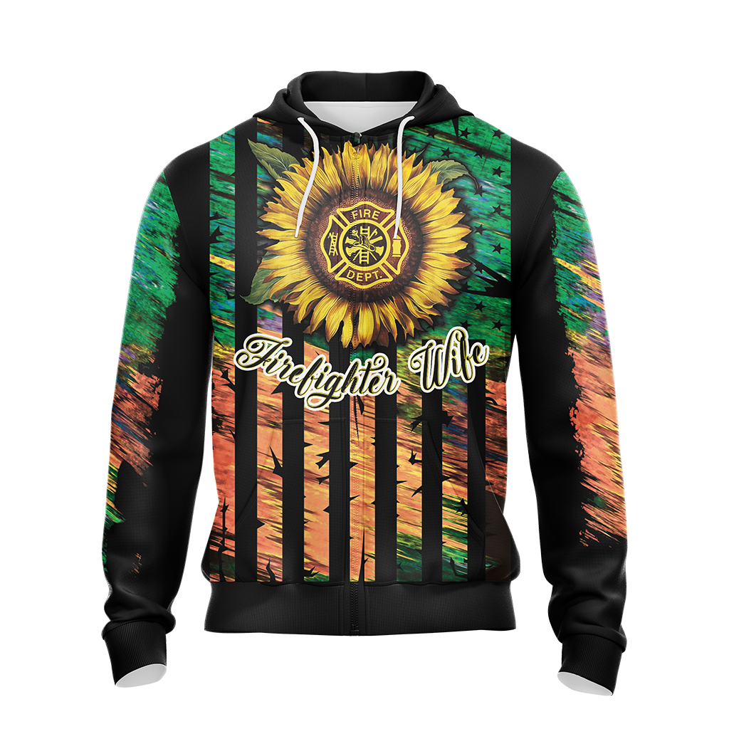 Proud Firefighter Wife Unisex Zip Up Hoodie