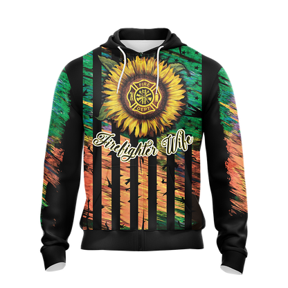Proud Firefighter Wife Unisex Zip Up Hoodie