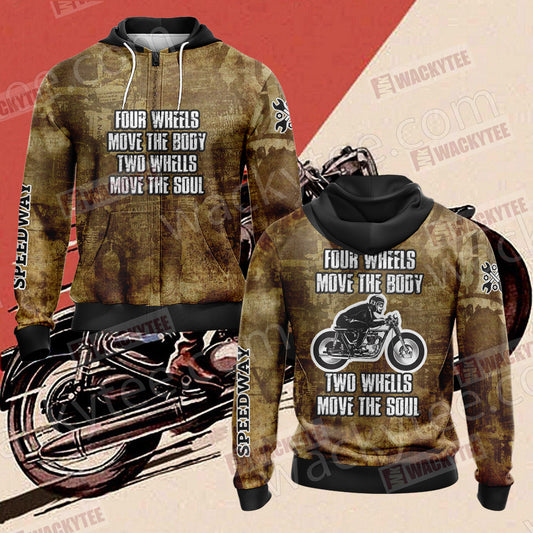 Four Wheels Move the Body Two Wheels Move the Soul Zip Up Hoodie 4XL