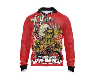 Rider Custom Motorcycle Native American Classic Legend Unisex Zip Up Hoodie
