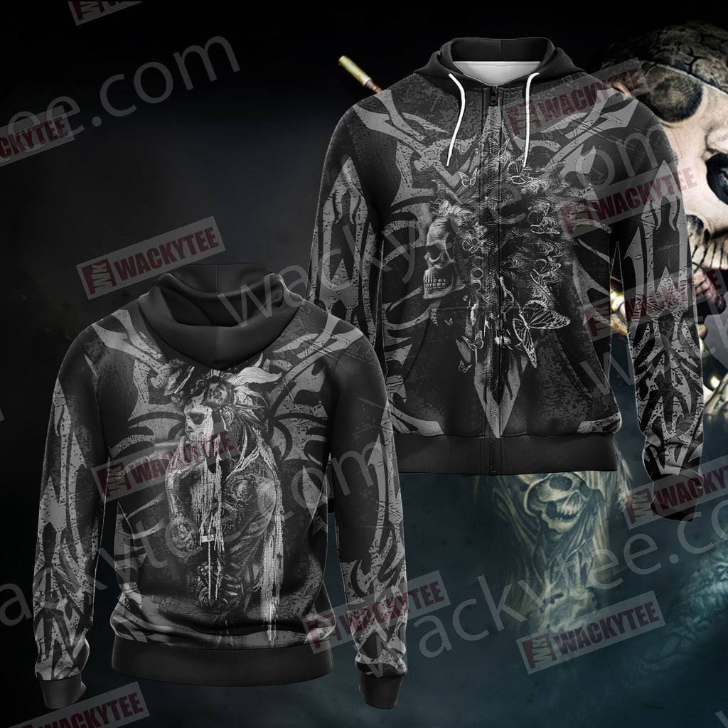 Skull Man Zip Up Hoodie 4XL