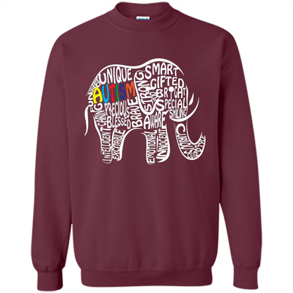 Autism Awareness Elephant T-shirt Maroon