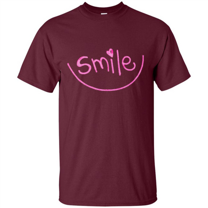Smile Happy Motivational Smiley Face T-Shirts Maroon