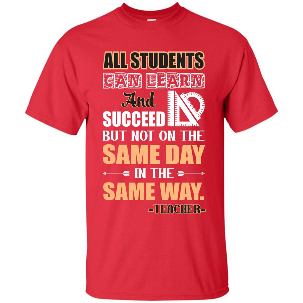 Teacher T-shirt All Students Can Learn And Succeed Red