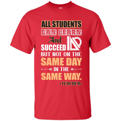 Teacher T-shirt All Students Can Learn And Succeed Red