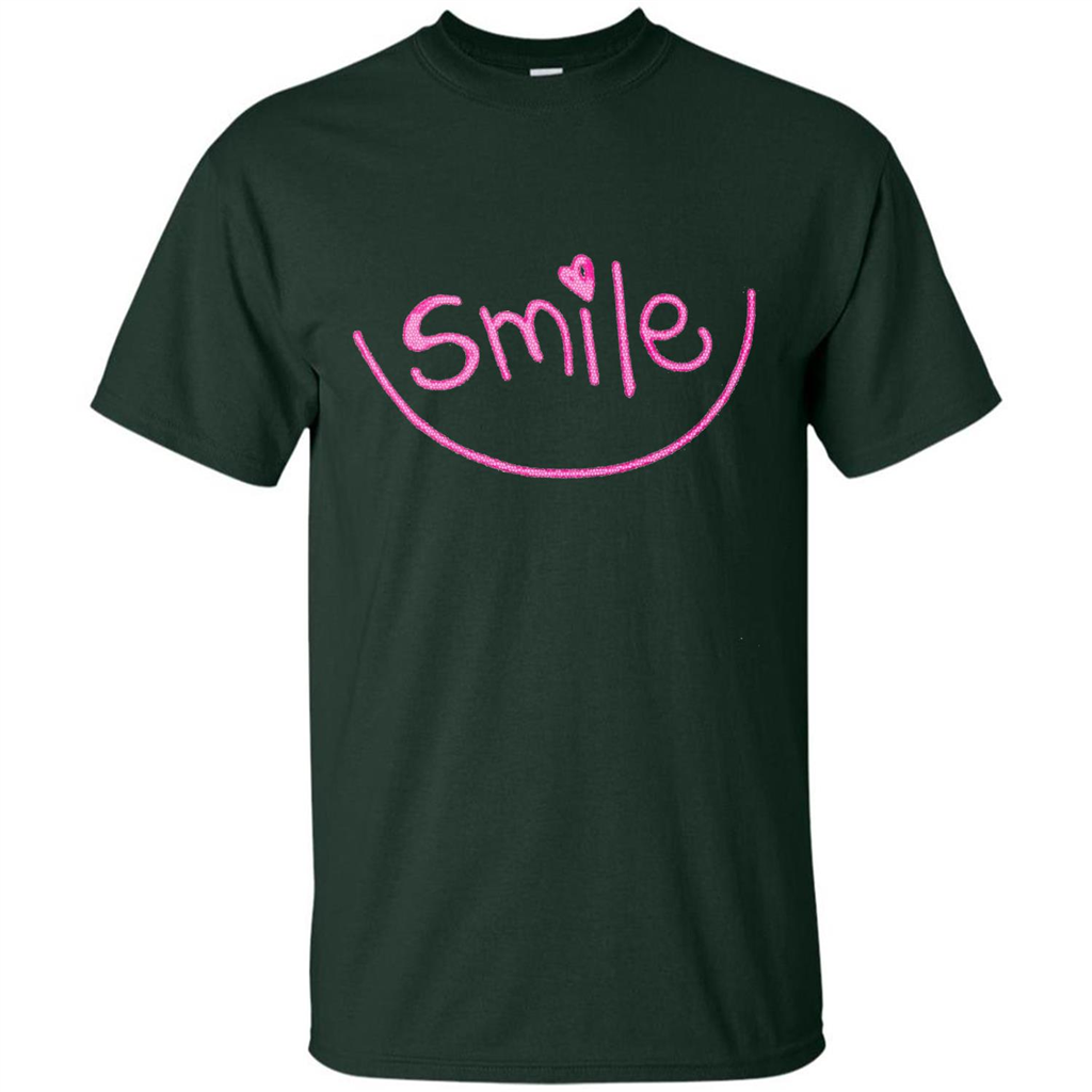 Smile Happy Motivational Smiley Face T-Shirts Forest Green