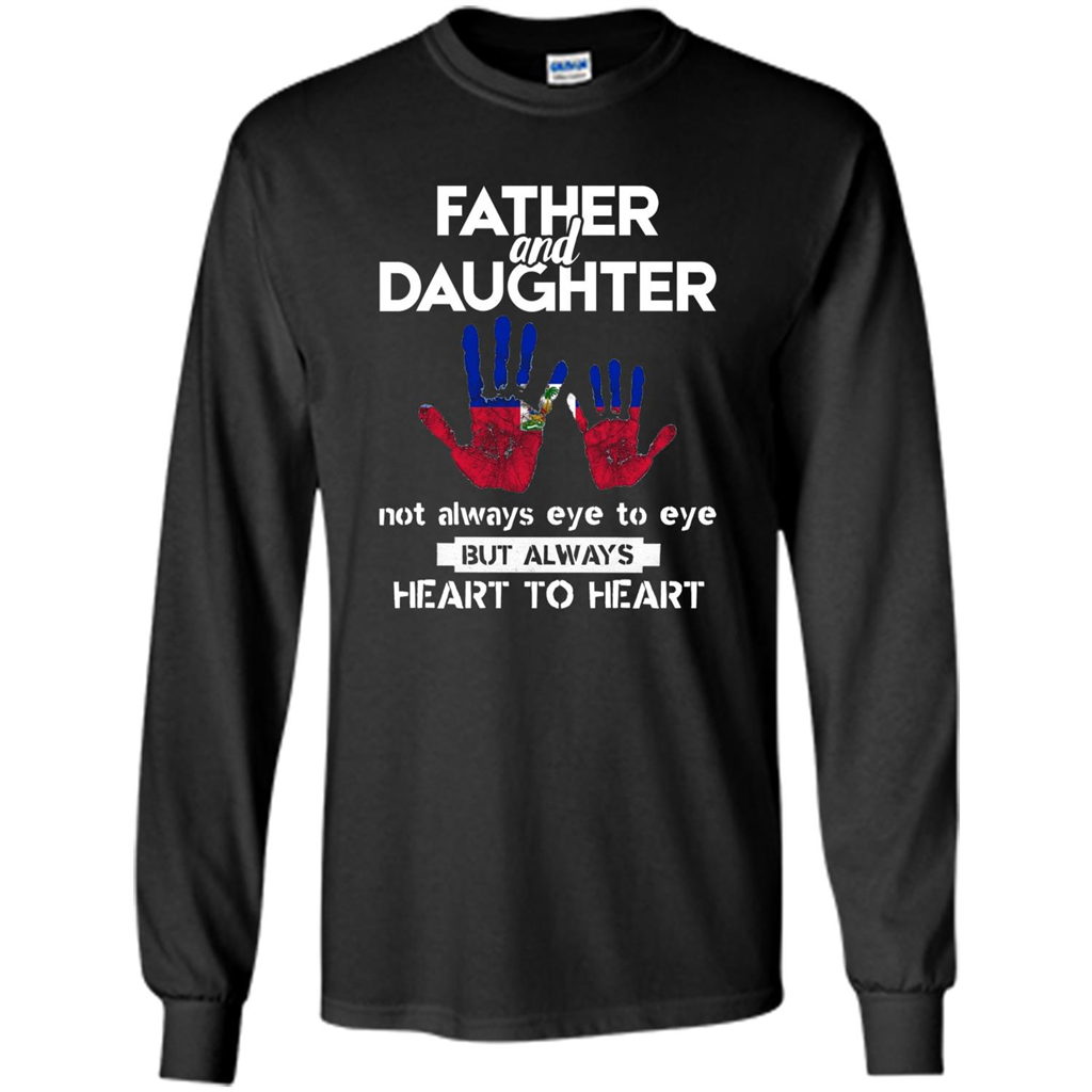Father And Daughter Father's Day T-shirt Heart To Heart Black