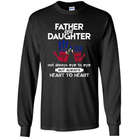 Father And Daughter Father's Day T-shirt Heart To Heart Black