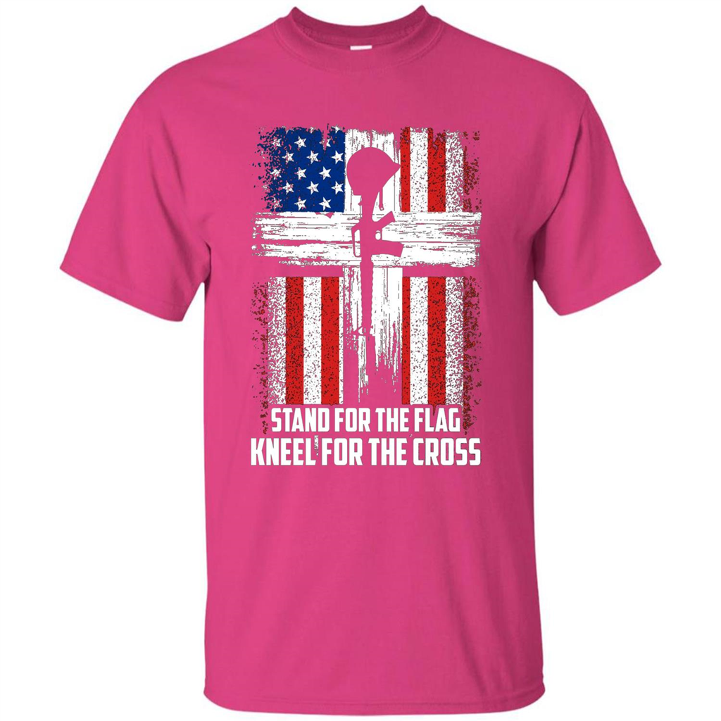 Military T-shirt Stand For The Flag Kneel For The Cross T-Shirt Heliconia