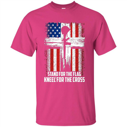 Military T-shirt Stand For The Flag Kneel For The Cross T-Shirt Heliconia