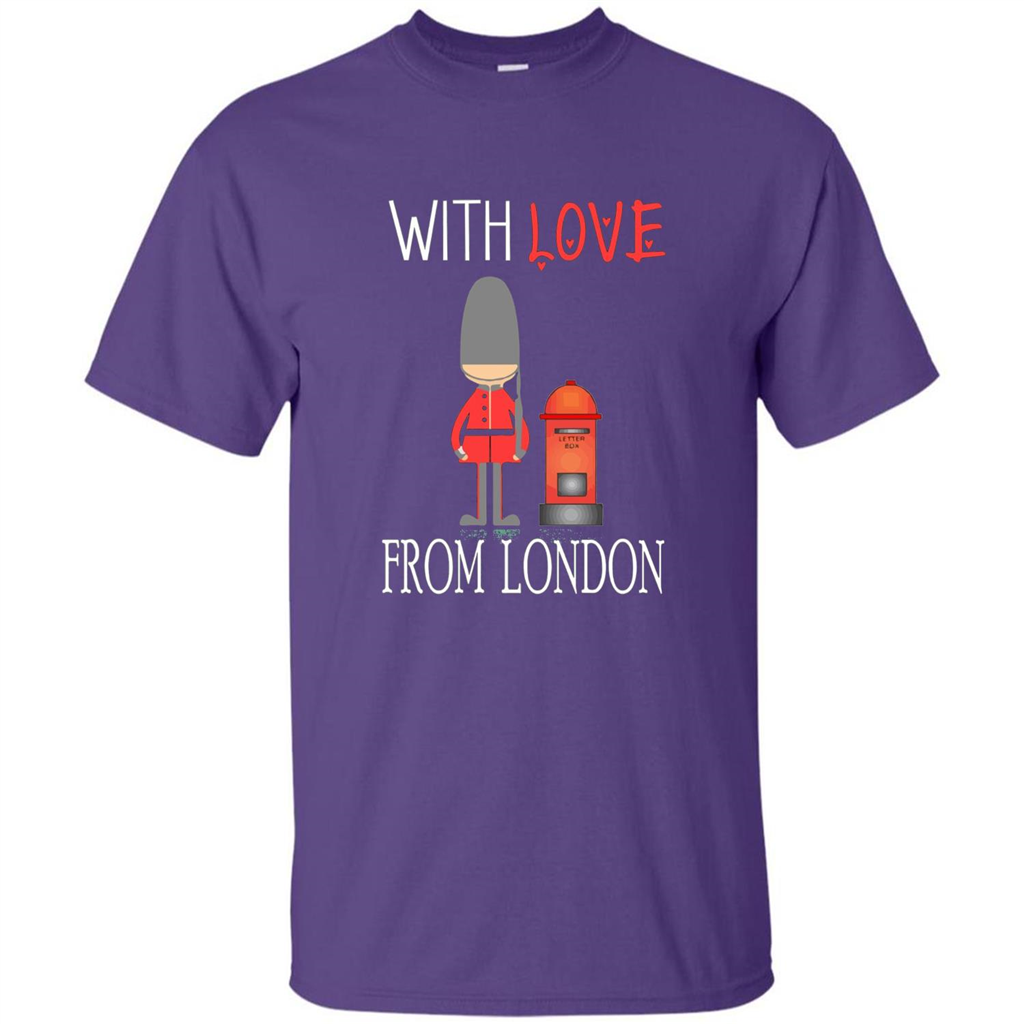 With Love From London England Britain Palace Guard T-shirt Purple