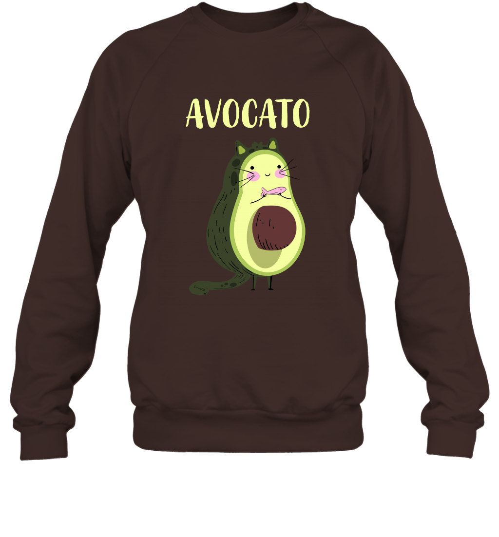 Avocato Avocado Cat Kitten Shirt Sweatshirt Sweatshirt Dark Chocolate