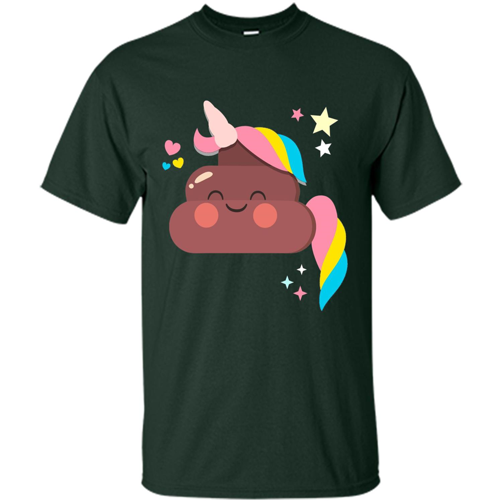 Emoji Happy Unicorn Poop Funny T-shirt Forest Green