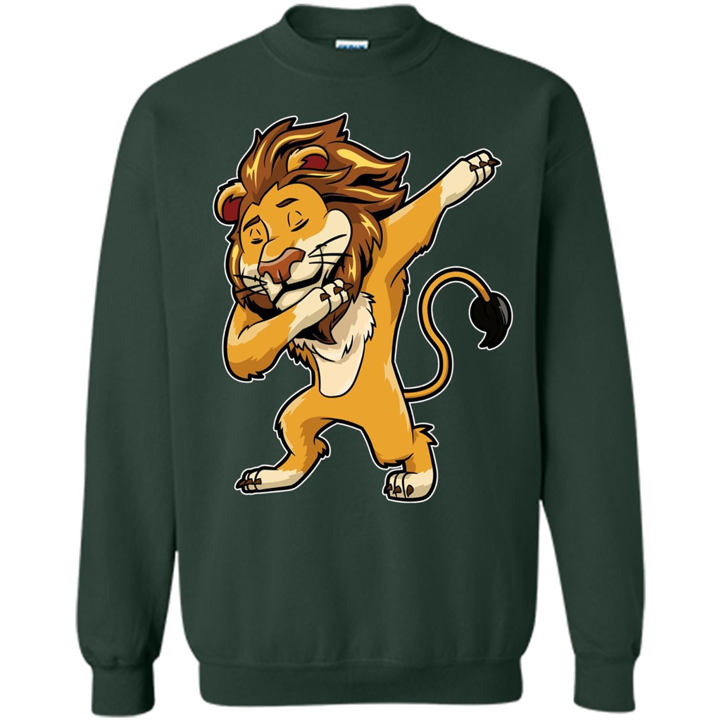Lion Dabbing T-shirt Dab Cat Dance Forest Green