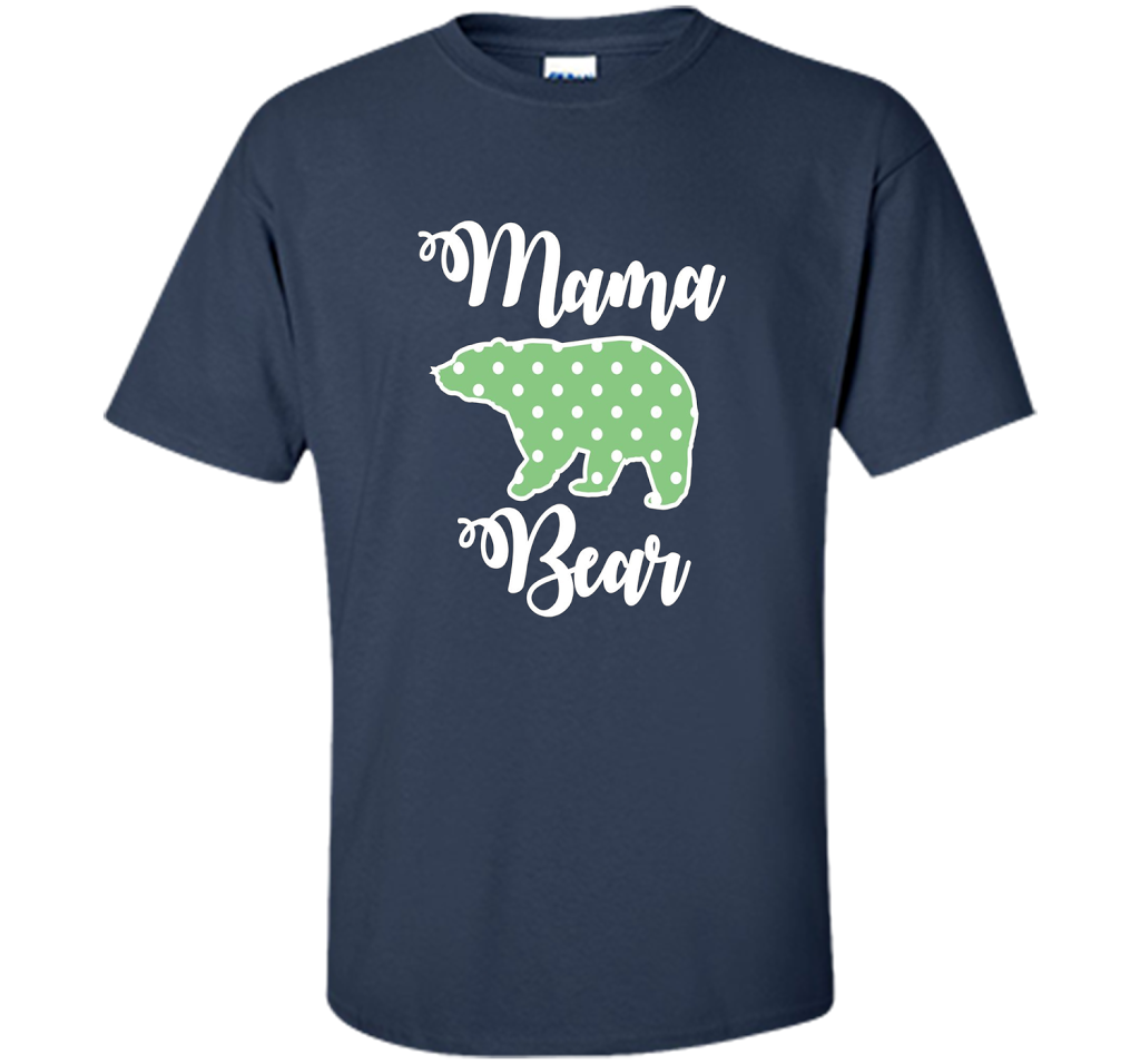 Women's Mama Bear T-Shirt | Mama Bear Polka Dot Shirt shirt Navy