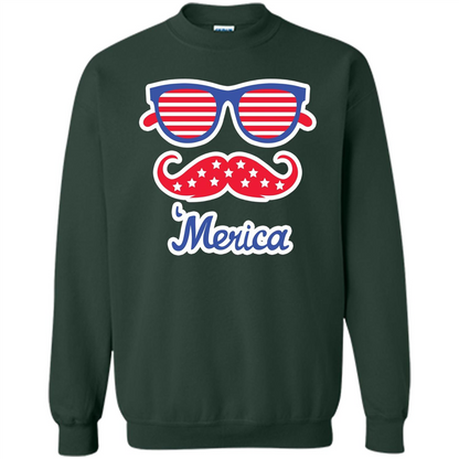 Merica Sunglasses Shirt Stars Stripes July 4th T-shirt Forest Green