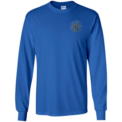 Daisy Flower Sketch Art T-shirt Royal