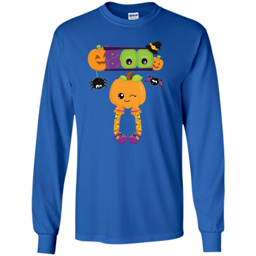 Cute Halloween Boo T-Shirt with Pumpkins-Party T-shirt Royal