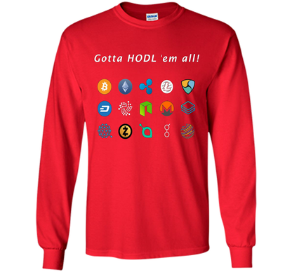 Ethereum Bitcoin Litecoin Gotta Hold'em All T-shirt Red