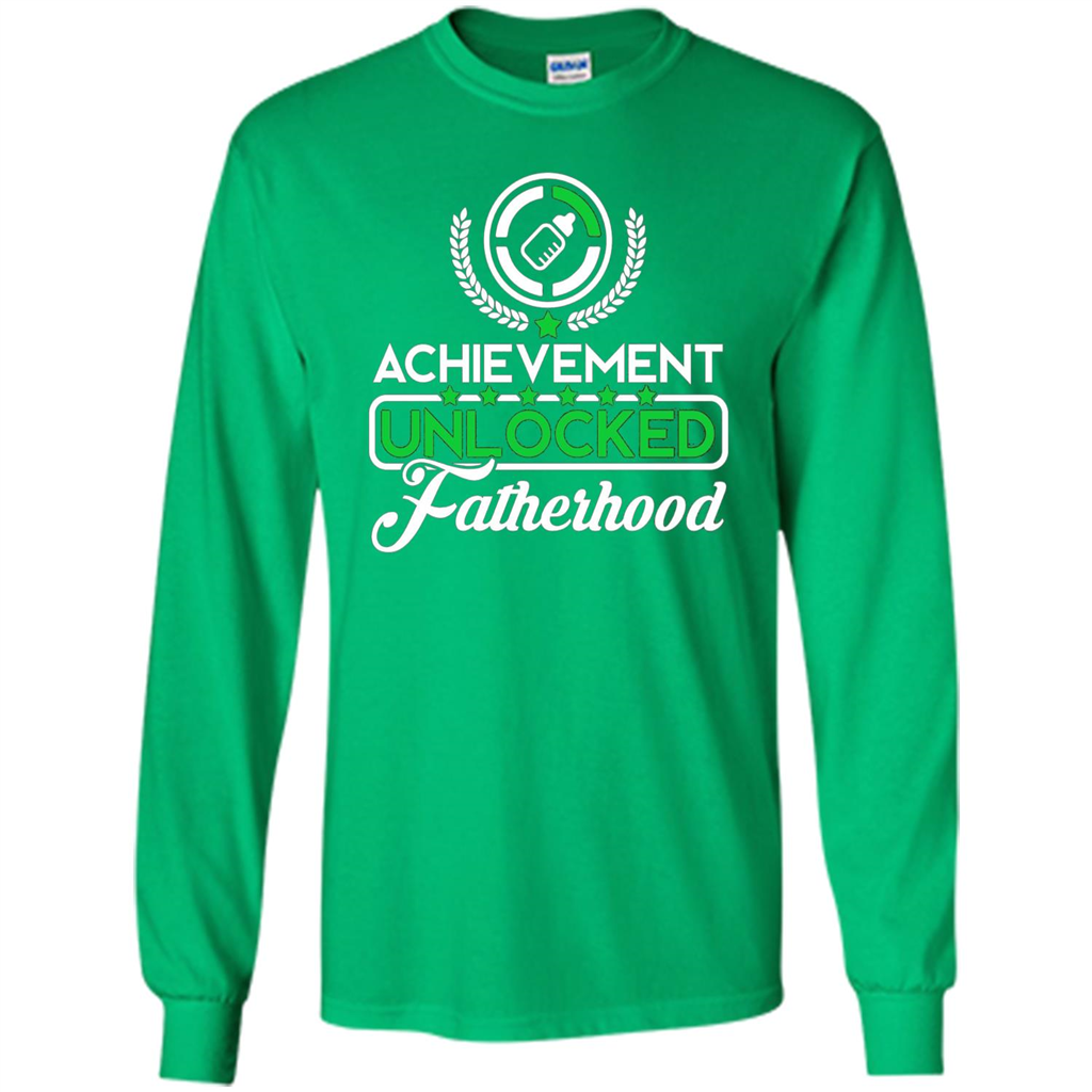First Father's Day T-shirt Achievement Unlocked Fatherhood Irish Green