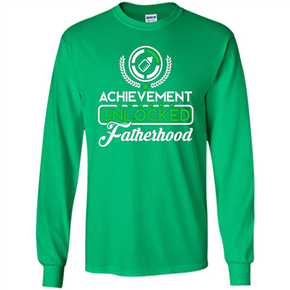 First Father's Day T-shirt Achievement Unlocked Fatherhood Irish Green