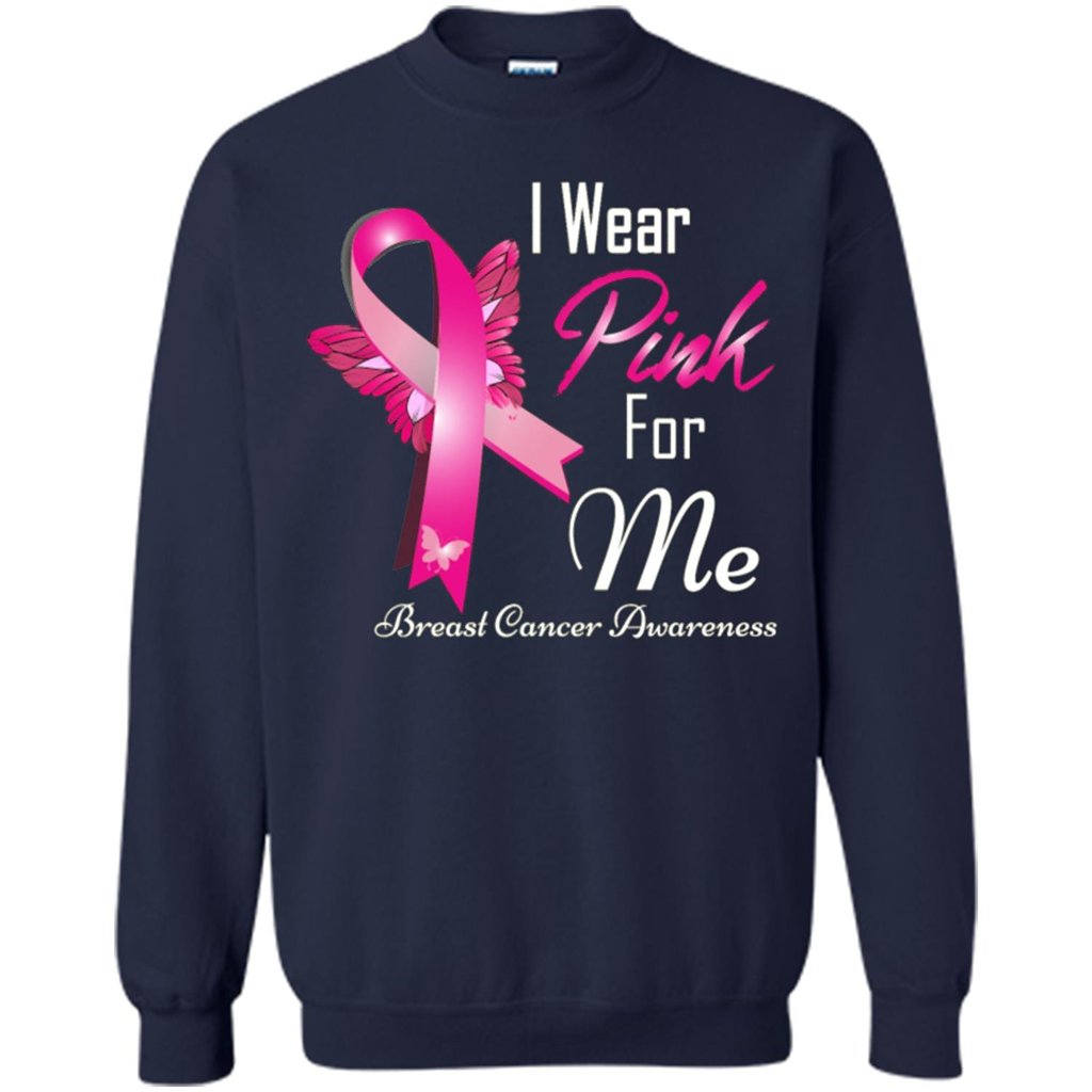 Breast Cancer Awareness T-Shirt I Wear Pink For Me Navy