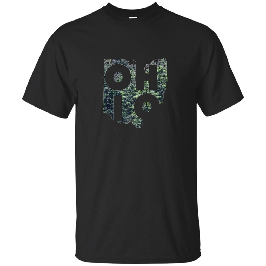 State Of Ohio T-Shirt Distressed with Trees Black
