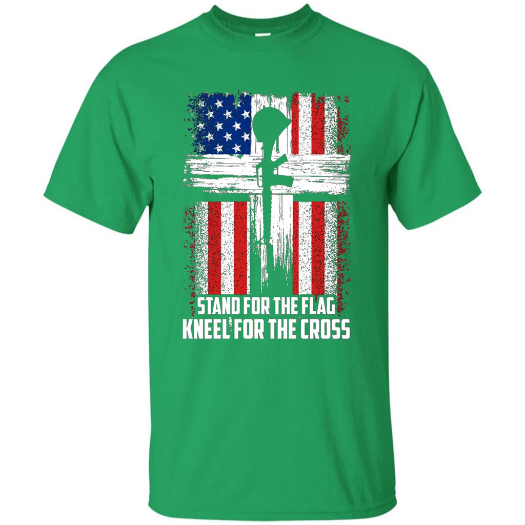 Military T-shirt Stand For The Flag Kneel For The Cross T-Shirt Irish Green