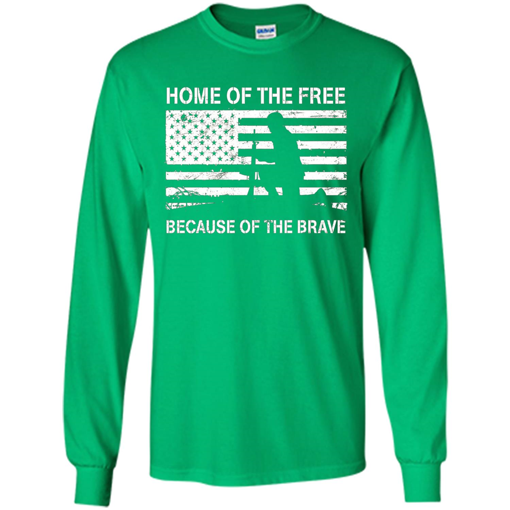 Military T-shirt Home Of The Free Because Of The Brave Irish Green