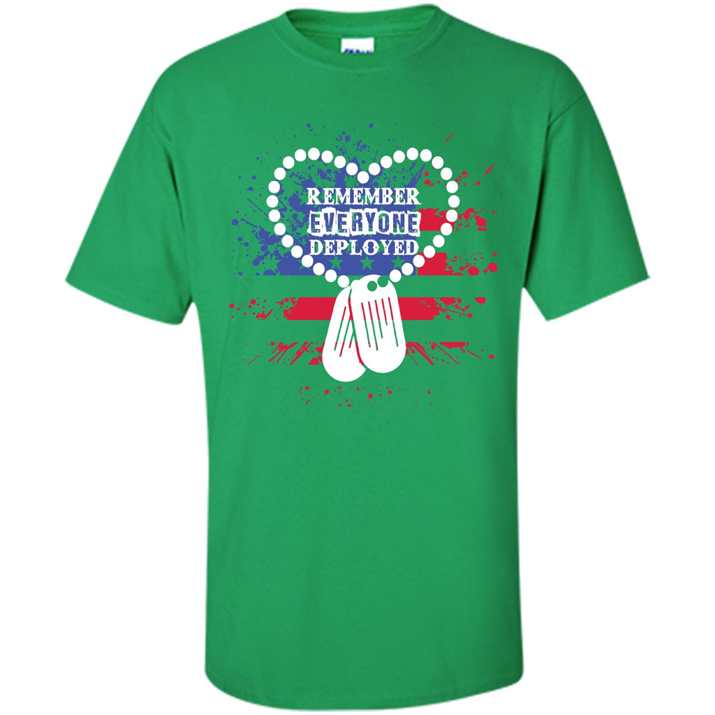 Military T-shirt RED Remember Everyone Deployed Irish Green