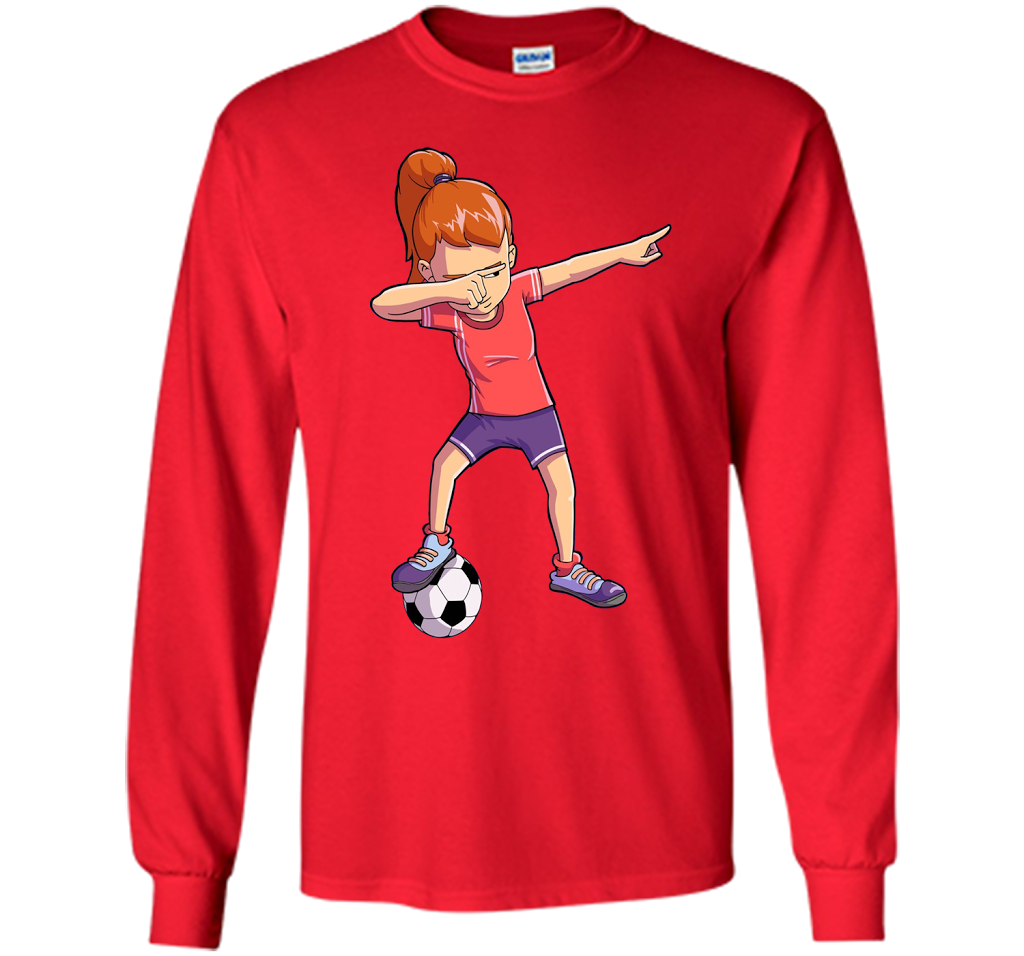 Soccer Dabbing Girl Dab Dance T-shirt Funny Football Tee shirt Red