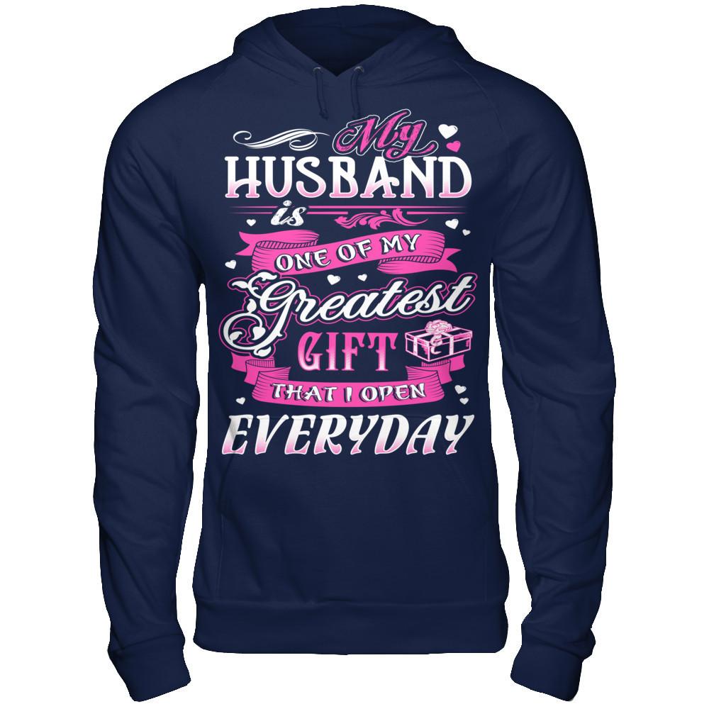 My Husband Is One Of My Greatest Gift T-shirt Gildan - Pullover Hoodie Navy